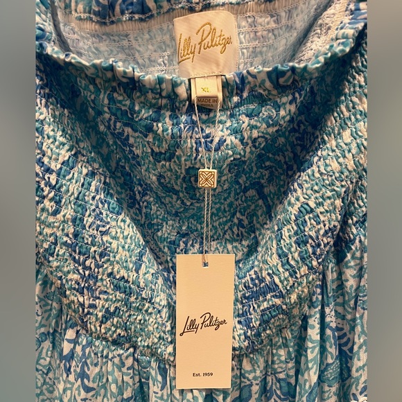Lilly Pulitzer Kelvina Strapless Smocked Dress - White Goombay Grooves NWT XL - Picture 5 of 7